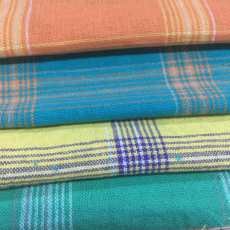Gingham Check Plaid Breathable 70% Cotton 30% Linen Blend Fabric