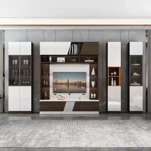China Durable MDF Wooden TV Cabinet Stand Modern Living Room Furniture factory