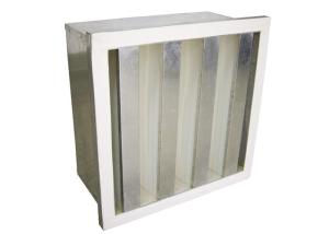 China Commercial Mini-Pleat HEPA Filter V Bank Air Filter H12 / H13 With Big Air Volume factory