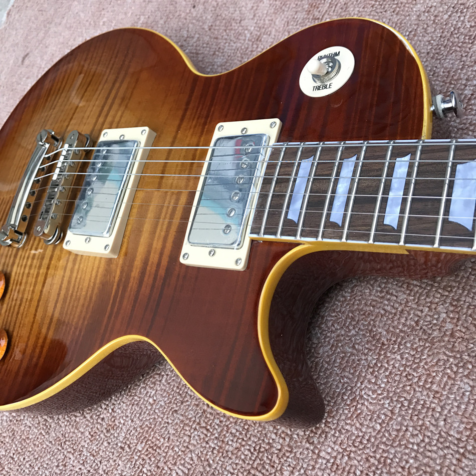 standard LP 1959 R9 electric guitar, Tobacco burst maple top LP electric guitar, Tune-o-Matic bridge, Free shipping
