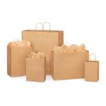 Custom Shopping Large Kraft Paper Supermarket Bags Food Snacks With Ribbon