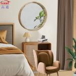 Wood Frame Glass Mirror Rustic Arch Bathroom Round Sticker With Modern Stylish