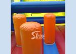 Outdoor big rainbow kids bounce inflatable obstacle course for commercial use