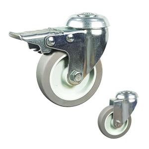 China 100x27mm 360° Rotating Bolt Hole Swivel Head TPR Furnitures Light Duty Casters With Total Brake factory