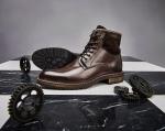 Durable Mens Leather Casual Shoes Winter Lace Up Warm Mens Leather Ankle Boots