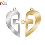Anti Fading 304 Stainless Steel Half Heart Pendant