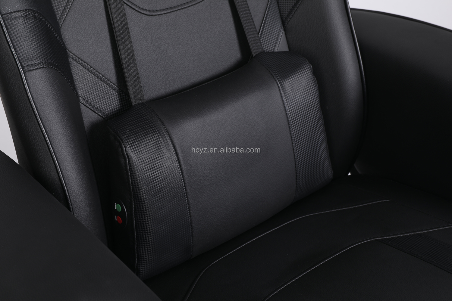 Black Racing Style Luxury Gaming Chair with Cup Holder and Footrest
