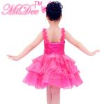 Flower Kids Dance Clothes Straps Sequines Bodice Tiers Organza Dress With
