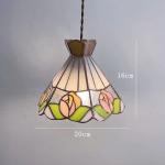 French Retro All Copper Glass Colorful Rose Pendant Light Hallway Dining Room