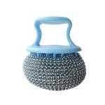 Custom Kitchen Cleaning Scourer PET Handle Stainless Steel Scrubber