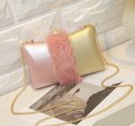 2016 new phone bag plush Night female fashion evening bag hit the color tide