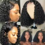 Deep Water Wave 13x4 Lace Frontal Wig Brazilian Curly Short Bob Human Hair Wigs
