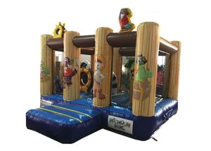 China Small size Grey colour inflatable mini bouncy with safety netting inflatable pirate topic jumping house factory