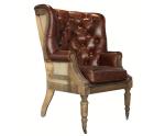 Buttoned Wing Deconstructed Antique Retro Leather Vintage Chair