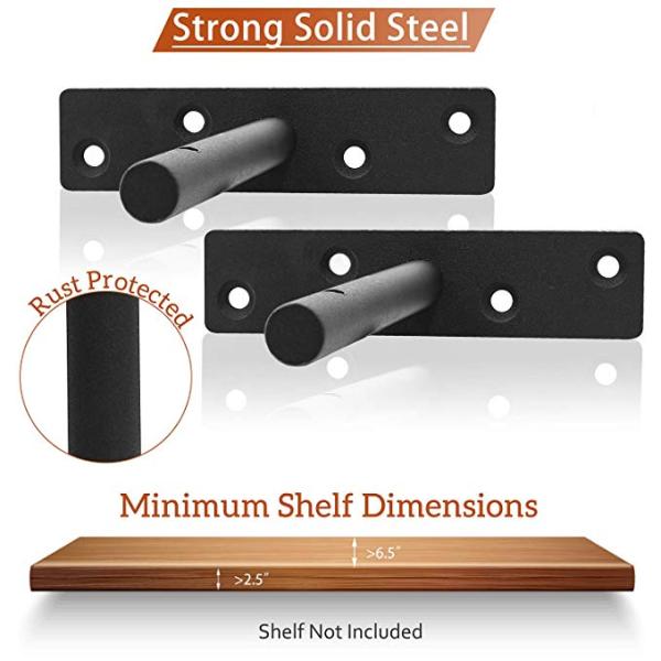 6-Inch Metal Steel Bracket Heavy-Duty Floating Shelf Bracket for White Floating Shelf