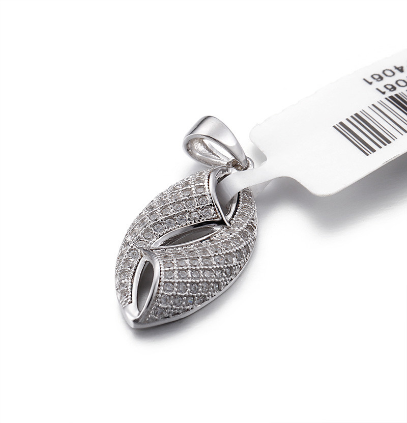 Symmetry Conch 925 Silver CZ Pendant 1.88g Womens Silver Pendant Necklace