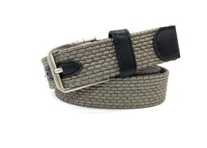 China Single Prong Buckle Elastic Woven Fabric Braided Belt Combine With PU Leather For Unisex Junior factory