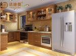 Fadior Wooden-Texture Stainless Steel Kitchen Cabinets With Glass Doors And Open