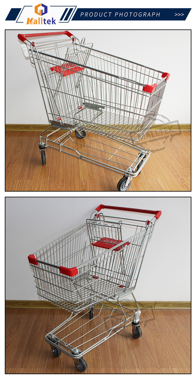 180L Stable Asian Supermarket Shopping Trolley With Heavy Duty