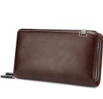 2016 Men's European and American big fashion leather high-capacity double zipper