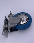 5 Inch Locking Caster Wheels Blue TPR Rubber Tread
