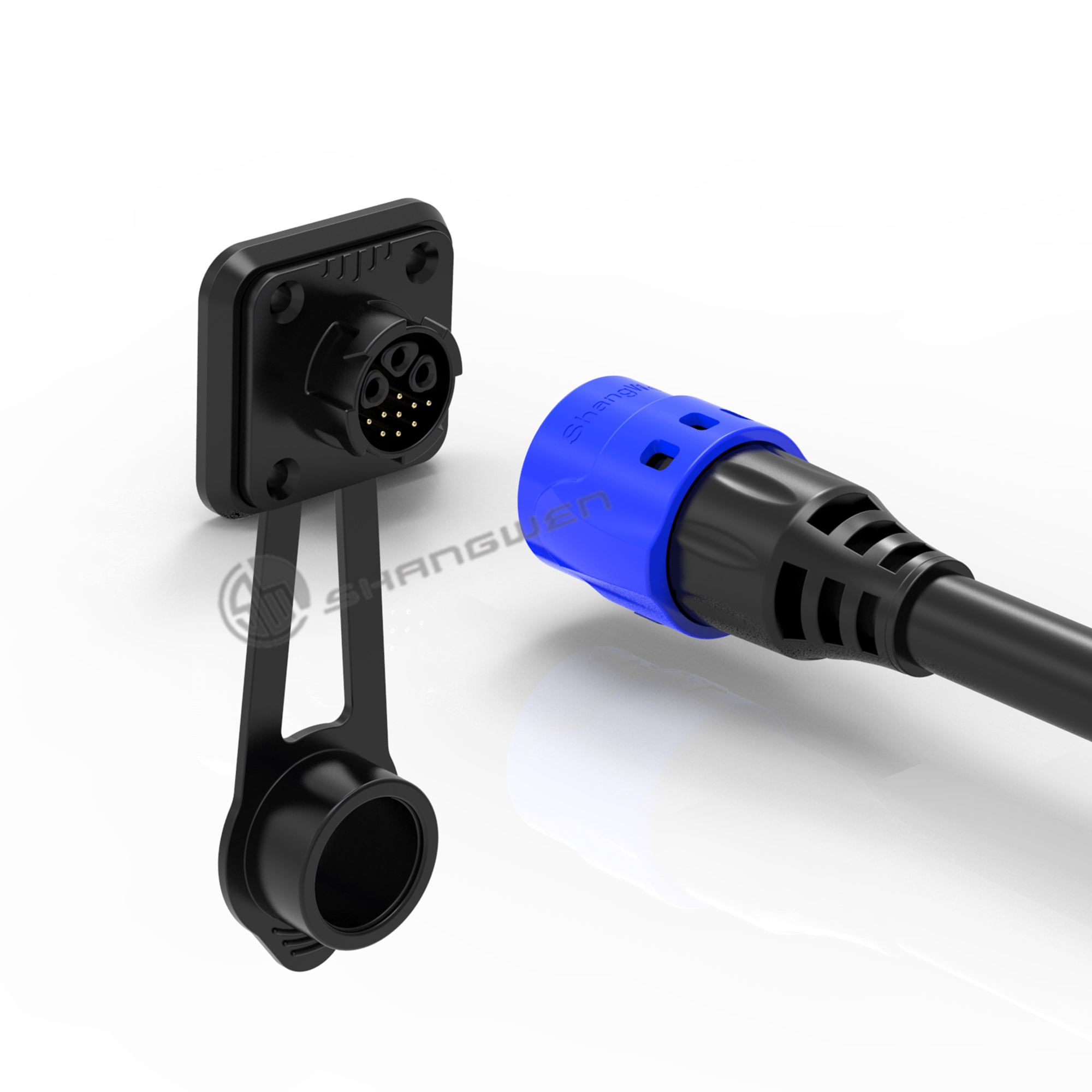 M19 waterproof Connector Self Locking Industrial Female Connector 3+9 PinSignal power integrated