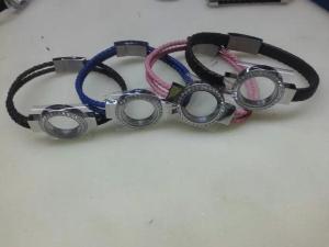 China Tagor Jewelry New Style Leather Cord Stainless Steel Glass Lockets Bracelets,Multi Colors factory