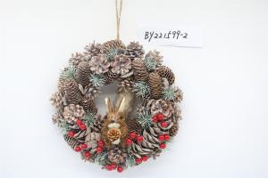 China Wholesale Artificial Christmas Door Decoration Supplies Nature Pine Cone Large Christmas Wreath Garland Decor factory