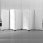 White Portable Office Room Divider Folding Office Space Dividers On Wheels