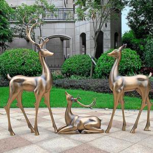 China Animal Home Decor Sculptures Garden Bronze Fiberglass Deer Statue factory