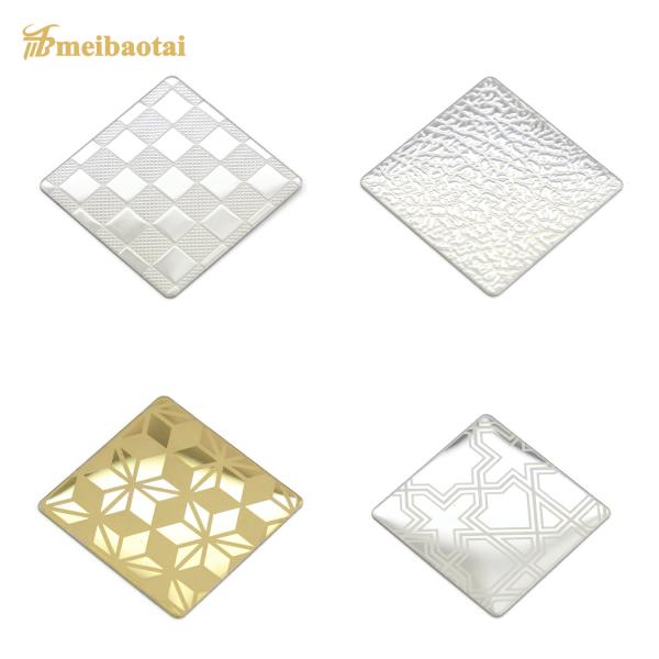1.0mm Thk Golden Mirror Etched Stainless Steel Sheet For Elevator Cabinet