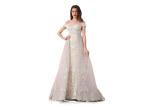Short Sleeve Arabic Evening Dresses For Ladies / Sweetheart Off Shoulder Long
