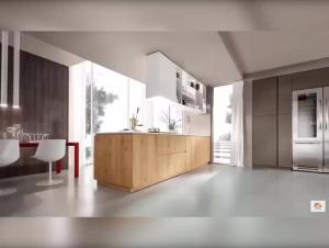 China Wood kitchen cabinets set from Guangdong supplier modern cuisine complete design with quartz stone top and drawers factory