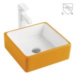 Square Porcelain Sink Small Decal Bathroom Wash White Hand Basin