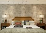 Beige Floral Pattern PVC Modern Wallpapers for Bedrooms with Embossed Surface