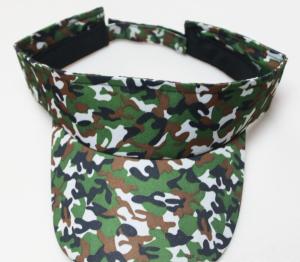 China Woodland Forest Camo Sun Visor Hat For Golf Tennis Metal Ring Closure / Woven Label factory