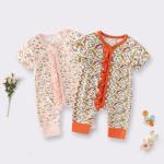 Factory Price bamboo Fabric baby rompers printed pajamas baby zipper snap
