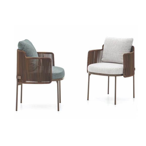 China Classic Designed 60cm Width 75cm Height Rattan Garden Dining Chairs Stacking factory