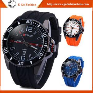China CURREN 8178 Top Brand Watch Sports Watch Blue Orange Black Watches Man Boy Silicone Watch factory