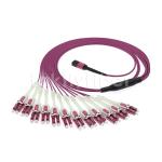 24 Cores MPO To LC OM4 Fiber Optic Patchcord LSZH Violet Jacket 12 LC Duplex