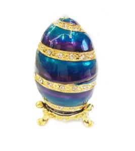 China Faberge Egg Trinket Box Home Decor Collectors Box Unique Russian Egg Enamel Easter Egg Crystal Jeweled Trinket Box factory