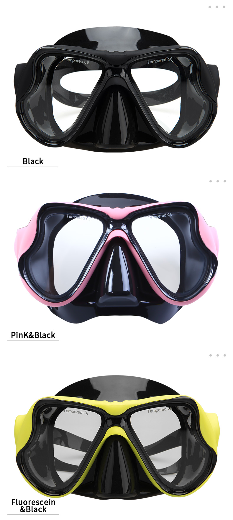 Wide View Bifocal Scuba Diving Mask Tempered Glass Lens OEM