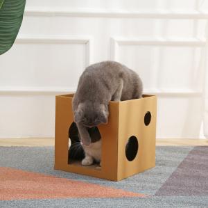 China Wooden Cat House Rabbit Hideout With Hammock Stackable Cat Beds factory
