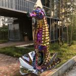 200cm Outdoor Stainless Steel Sea Horse Sculpture PVD Coating
