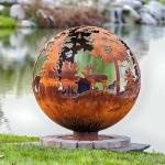 Diameter 1000mm Round Corten Steel Fire Pit Large Ball For Garden Center Piece
