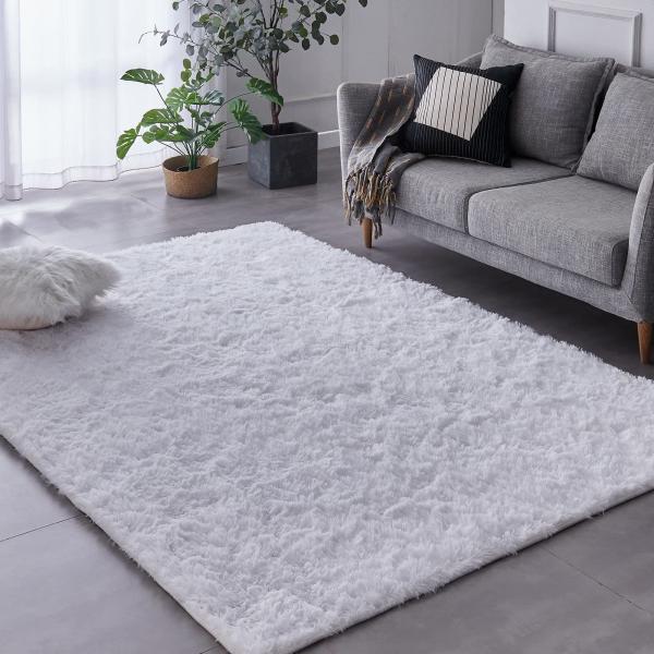9mm Thick Large Fluffy Shag Living Room Area Rugs for Home Hotel Bathroom and