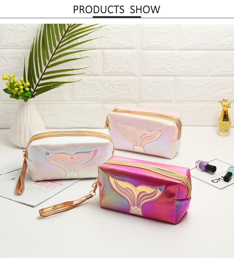 Holographic Women PU Cosmetic Bag For Business Trip
