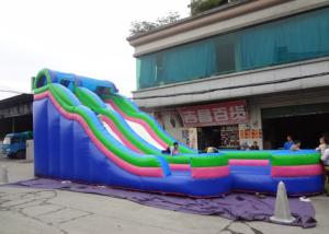 China 7 Meters High Giant Water Slide Inflatable , Large Water Slide With Swimming Pool factory