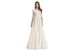 Floral Lace Maxi Ivory Evening Dresses O - Neck Women'S Evening Dresses With