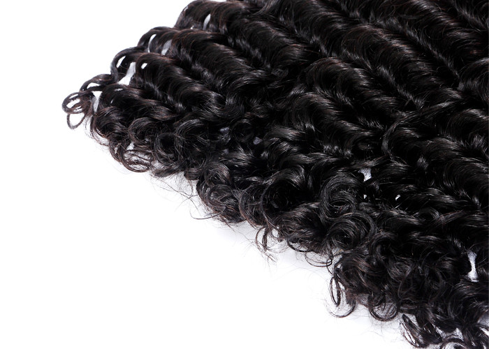 Black Virgin Human Hair Extensions / Americadyed Bleached Deep Wave Remy Hair